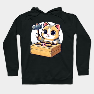 Classic Whack-A-Mew Kitten Toy Hammer Game Cute Cat Humor Hoodie